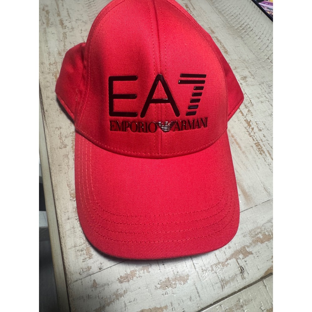 Emporio Armani EA7 Red Baseball Cap Snapback Hat Logo Sportswear Mens